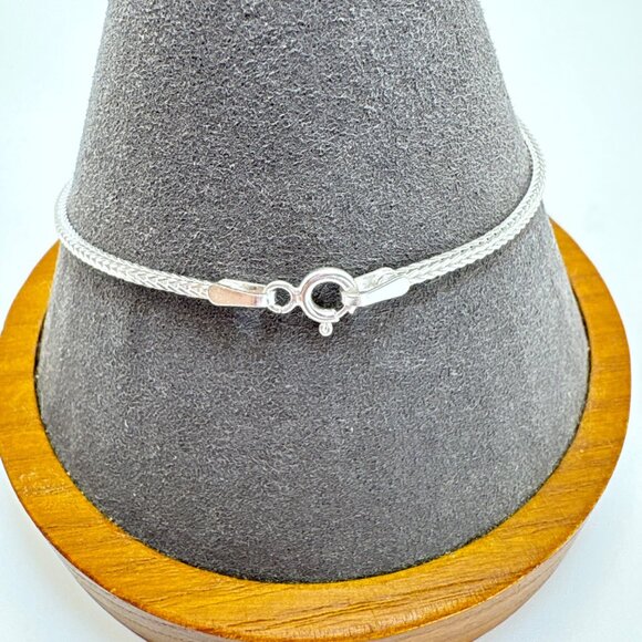 VTG Sterling Silver 925 Foxtail Link Chain Bracelet Spring Ring Clasp Size 7.25" - Picture 2 of 12